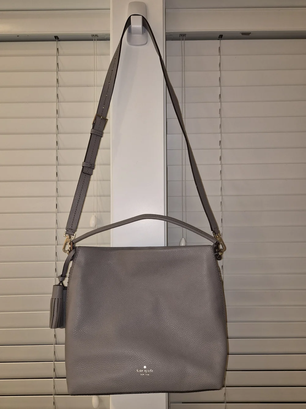 Kate Spade Pebbled Leather Shoulder Bag in Gray